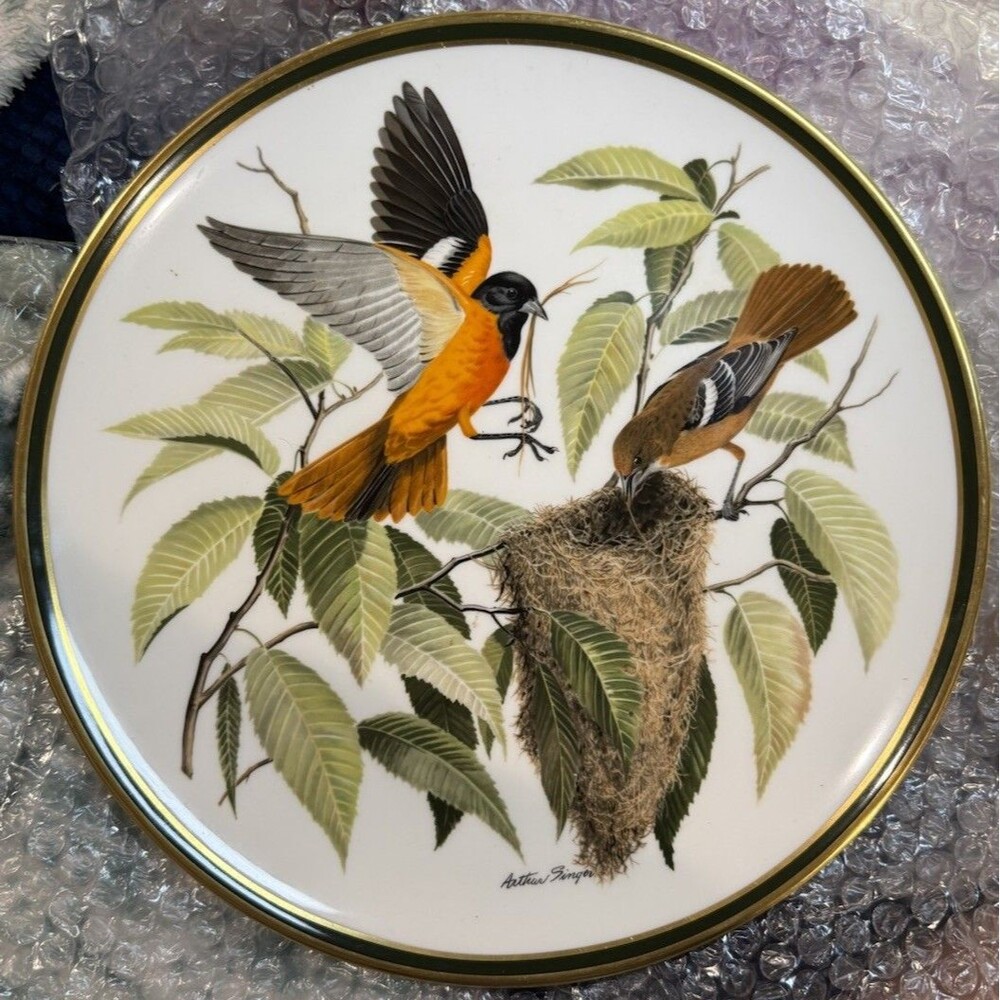 Franklin Porcelain Songbirds of the World Baltimore Oriole Nat’l Audubon Society